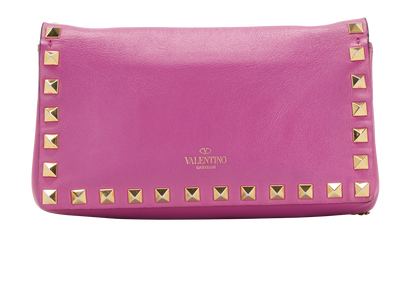 Rockstud Clutch On Chain, &pound;320, Handbags, Purple, Leather, Front view